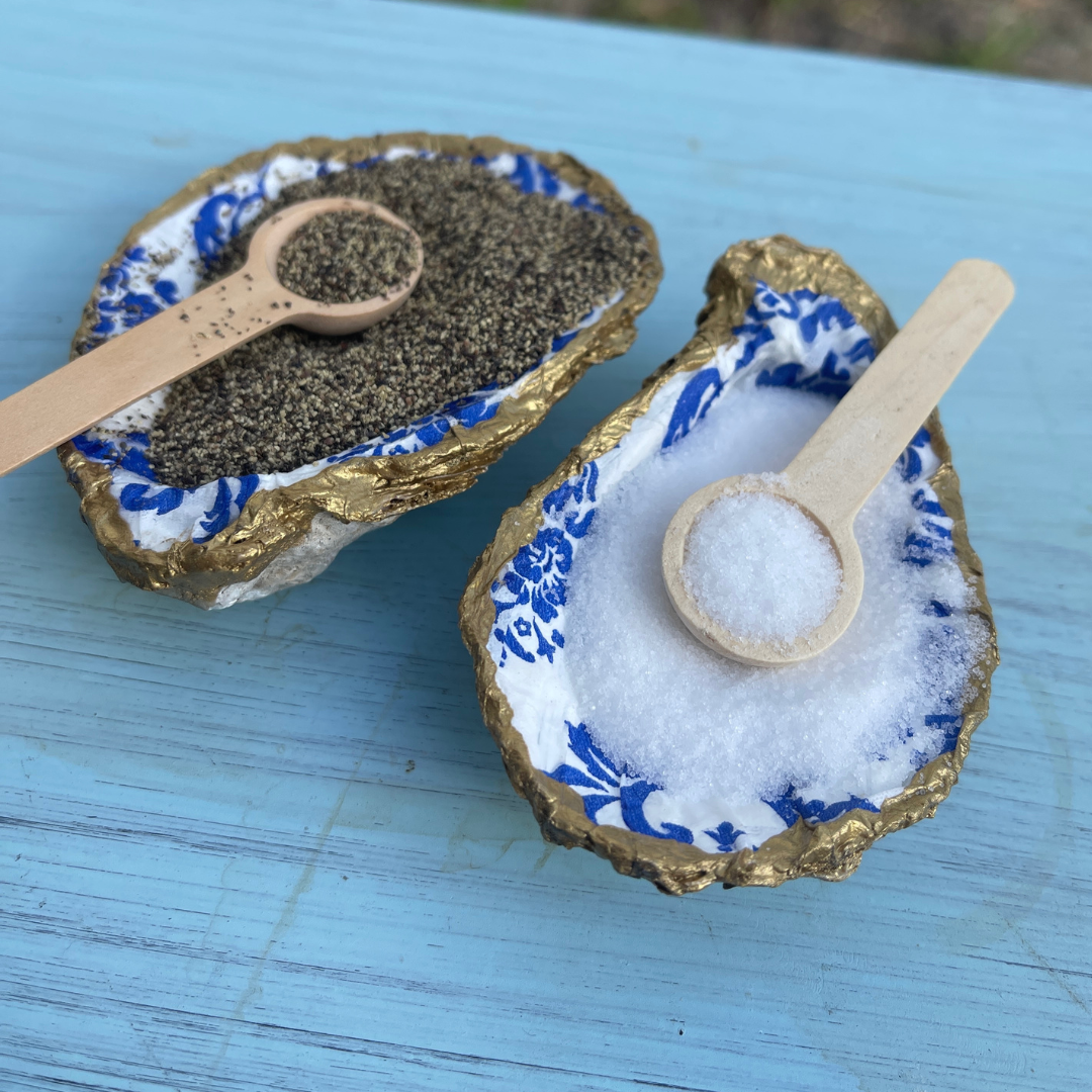 Oyster Shell Salt & Pepper Set Decoupage Kit DIY