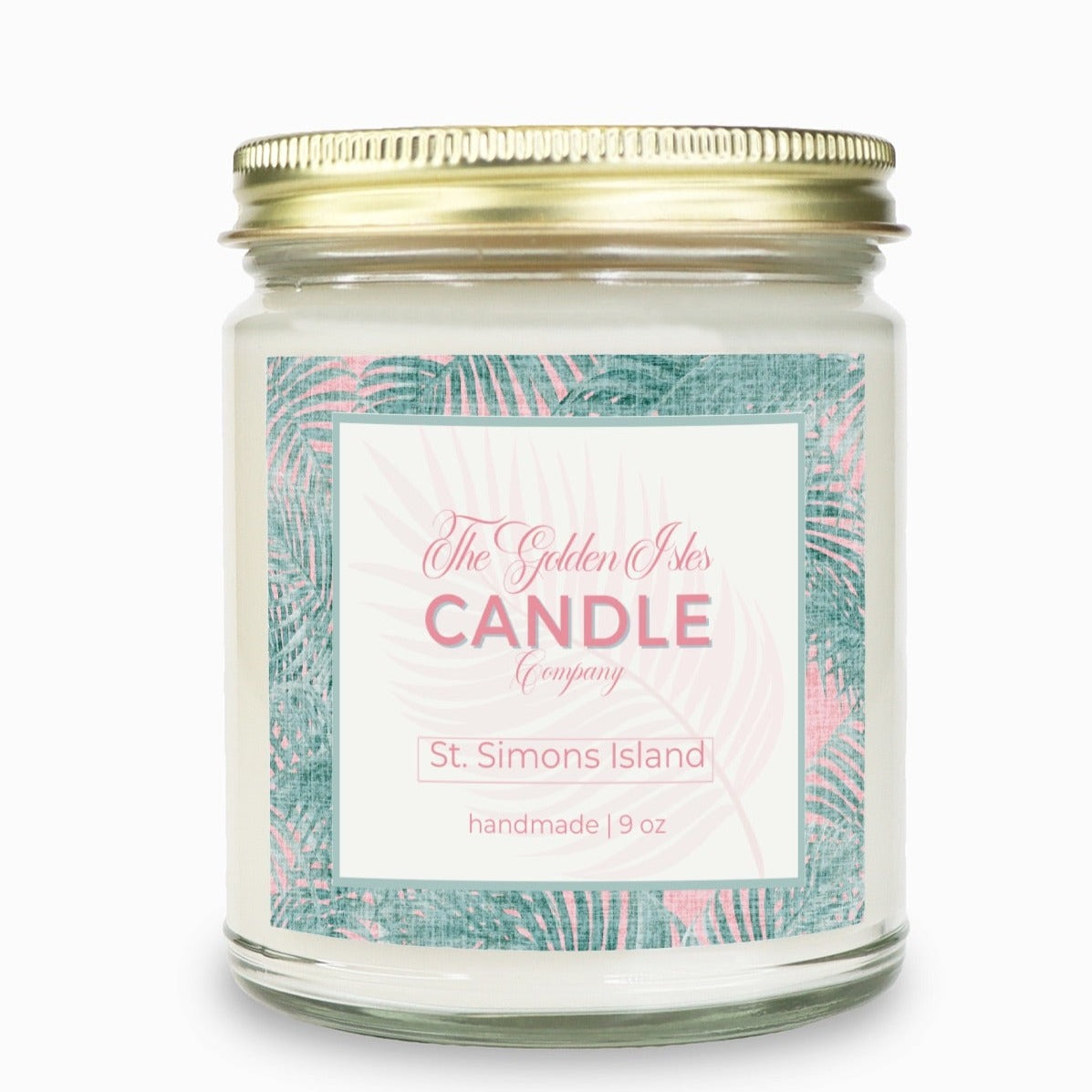 the golden isles candle company pink and green label